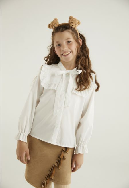 Tie Neck Ruffled Shirt