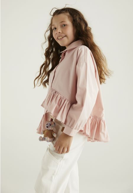 Ruffled Asymmetrical Hems Shirt