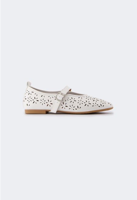 Laser Cut PU Leather Ballet Flats