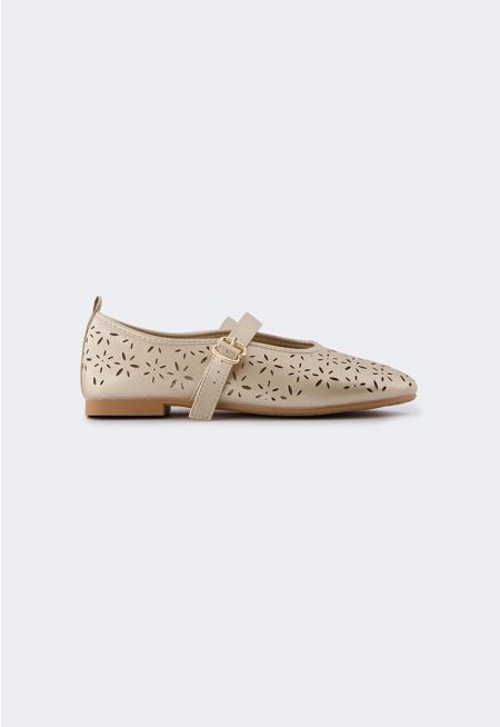 Laser Cut PU Leather Ballet Flats