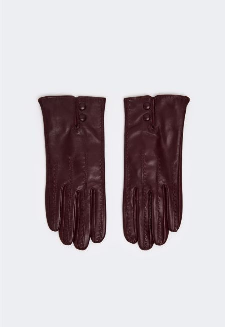 Quilted Genuine Leather Gloves