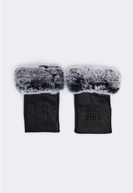 Rabbit Hair Monogram Gloves