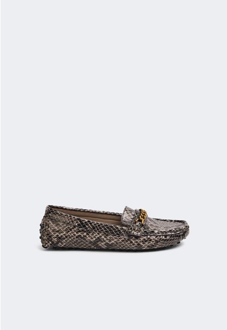 Snake Pattern Loafers