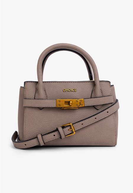 Solid Metallic Turnlock Handbag