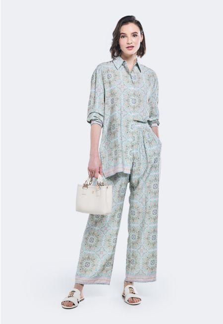 Printed Elasticated Waist Trousers