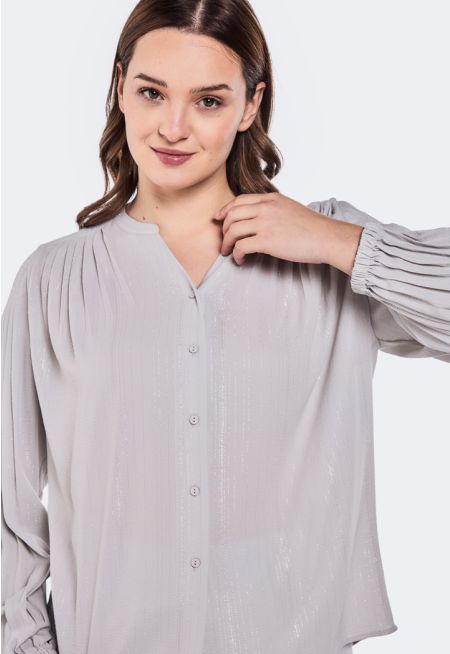 Pleated Lurex Blouse