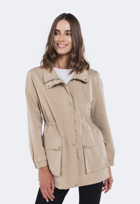 Drawstring Waist Trench Coat