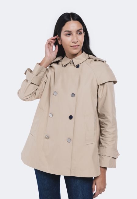 Double Breasted Flared Trench Coat