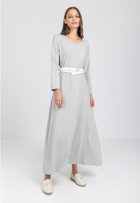 Solid A-Line Maxi Basic Dress