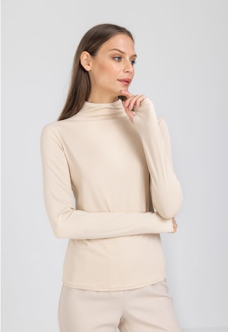 High Neck Long Sleeve Basic Top