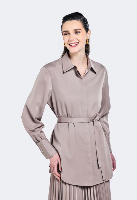 Regular Fit Belted Shirt