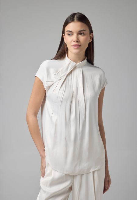 Sleeveless Pleated Blouse