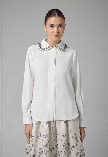 Loose Fit Crystal Embellished Shirt