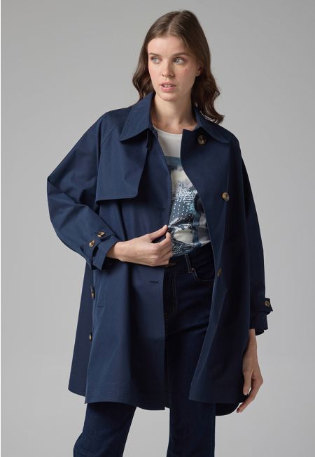 Long Raglan Sleeve Belted Midi Coat