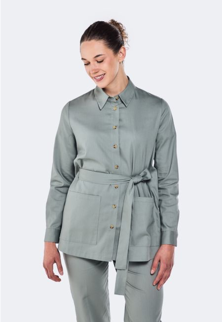 Belted Patch Pocket Shirt