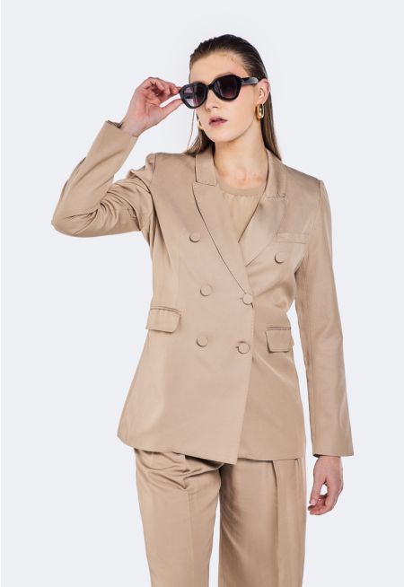 Double Breasted Notched Collar Blazer