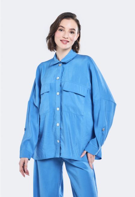 Solid Shirt With Flap Pockets