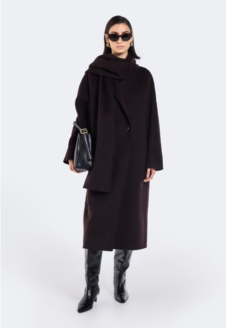 Wool Overcoat With Detachable Scarf