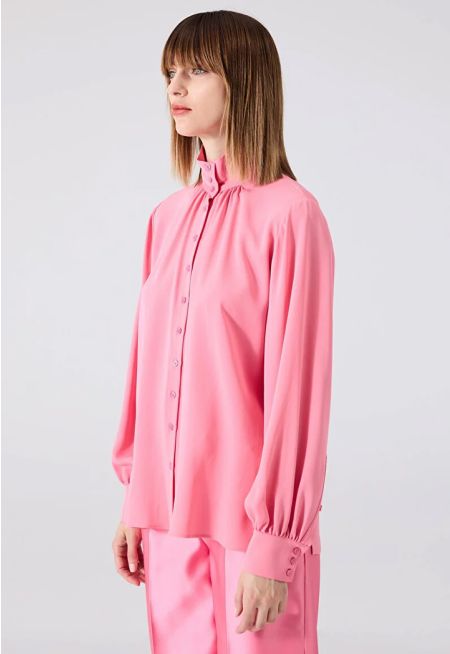 Machka - High Collar Silk Shirt