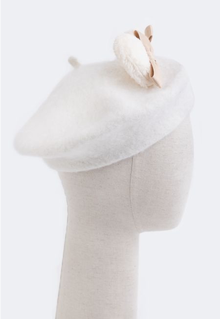 Bow Embellished Beret