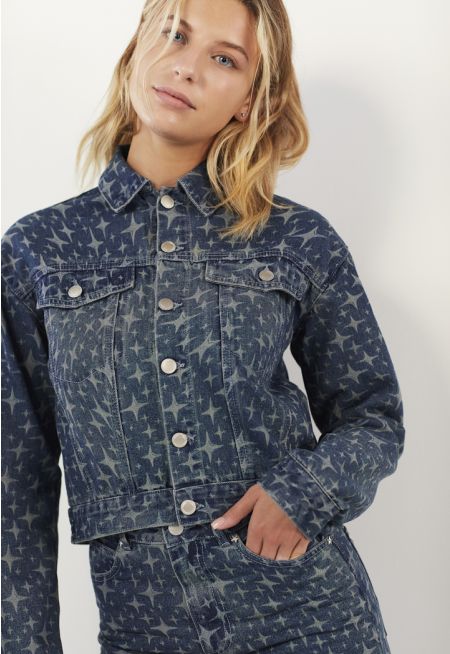 Sparkle Pattern Denim Jacket