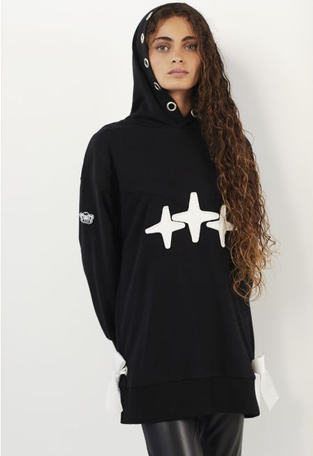 Long Relaxed Embossed Hoodie