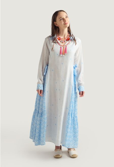 Pleated Sides Printed Kaftan