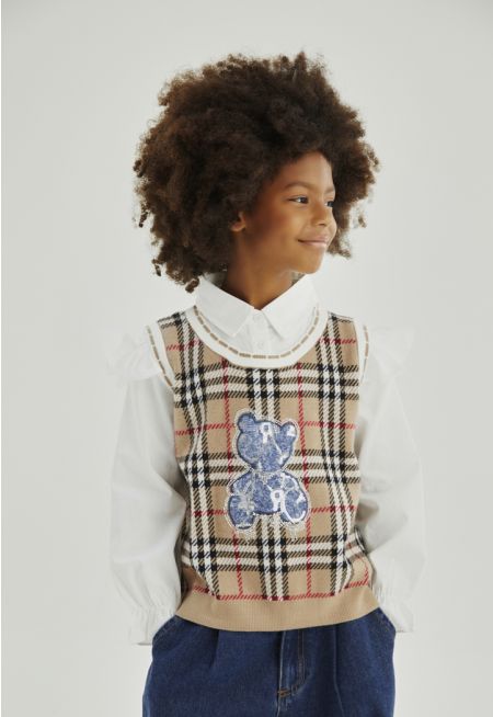 Knitted Checkered Bodice Shirt