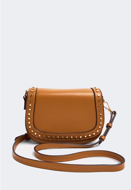 Studded Flap Crossbody Bag