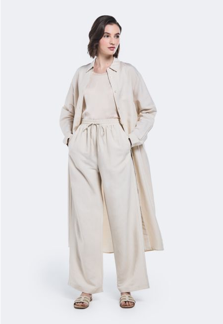 Solid Linen Straight Cut Trousers