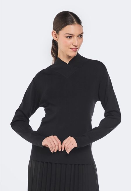 Asymmetrical Neck Knitted Top