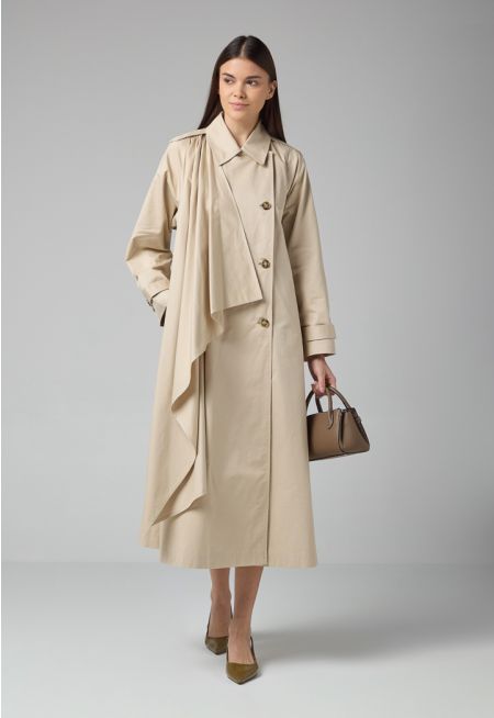 Oversized Trench Coat With Shirt Collar