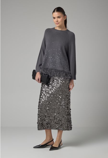 Solid Tulle Sequin Skirt