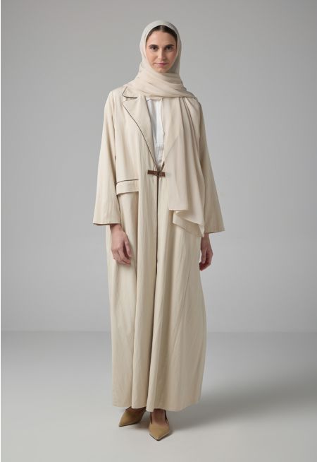 Solid Oversize Maxi Open Abaya With Hijab