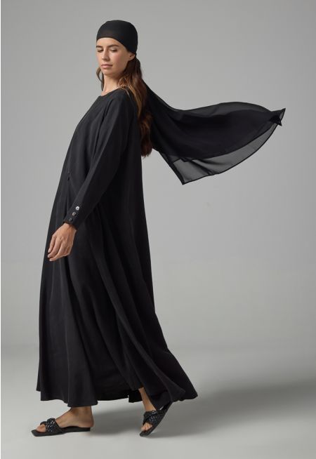 Solid Oversized Maxi Abaya With Hijab