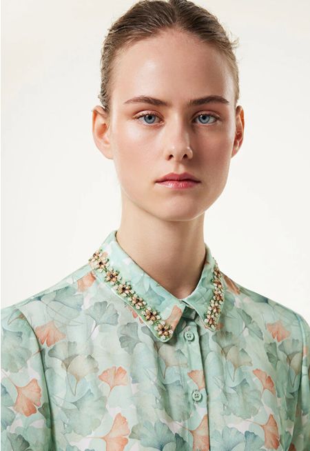 Machka- Leaf Pattern Embroide Shirt 