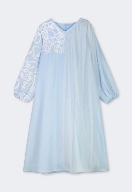 Embroidered Crystal Mesh Kaftan