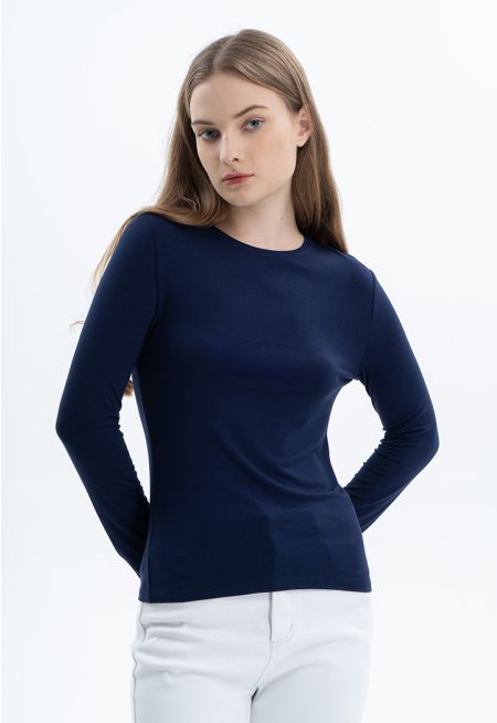 Long Sleeve Basic Solid Top -Sale