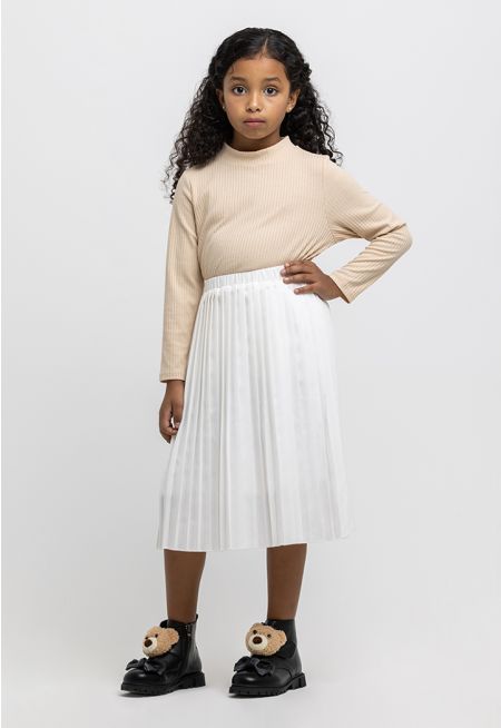 All Over Pleated Elasticated Waist Midi Skirt -Sale
