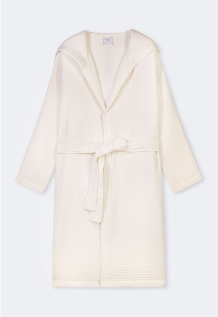 Hooded Bathrobe 4-Layer Muslin Fabric