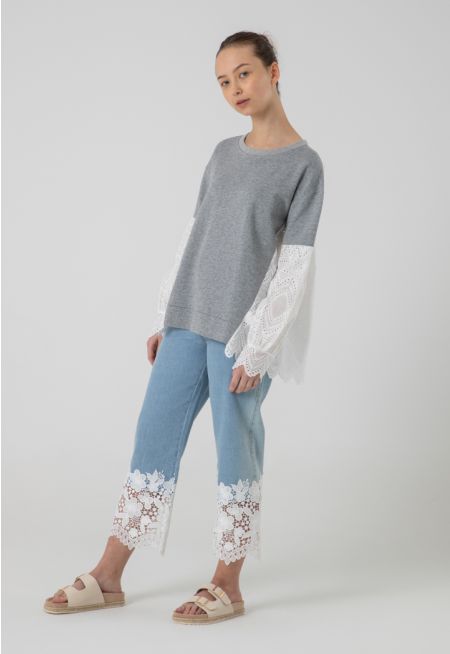 Schiffli Relaxed Fit Pants