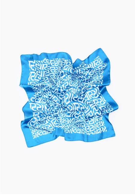 Wavy Monogram Print Square Smooth Scarf -Sale